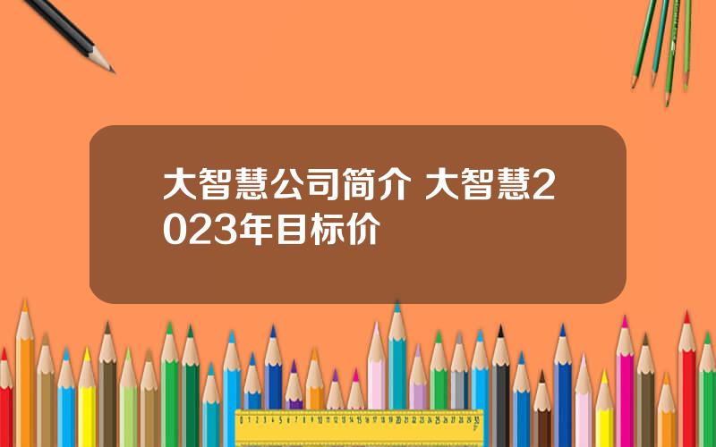 大智慧公司简介 大智慧2023年目标价